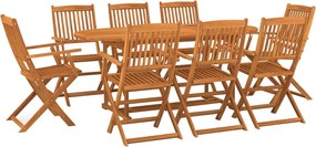 vidaXL Set mobilier de grădină 9 piese 180x90x75 cm, lemn masiv acacia