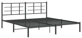 355565 vidaXL Cadru de pat metalic cu tăblie, negru, 180x200 cm