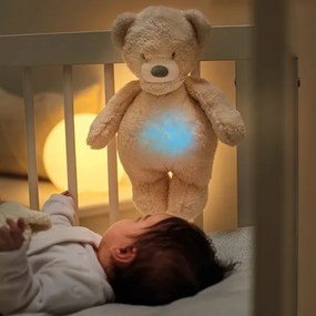 Pluș de îmbrățișat cu melodii și lumină SLEEPY BEAR 4 în 1 bej Nattou