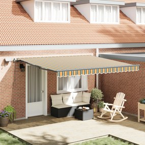 Marchiză manuală retractabilă cu LED Verde și Galben 400x300 cm