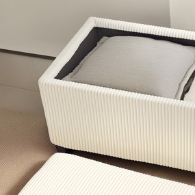 HOMCOM Banc de depozitare capăt de pat din catifea cordonată cu capac, pentru salon, dormitor, intrare, 112 x 42 x 40 cm, bej | Aosom Romania