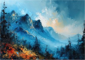 Tablou pe sticlă - Pictura munților (70x50 cm)