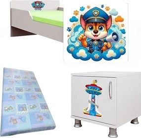 Pat Paw Patrol 3 tineret cu saltea inclusa si noptiera cadou