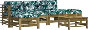 vidaXL Set mobilier de grădină cu perne, 6 piese, lemn de pin tratat