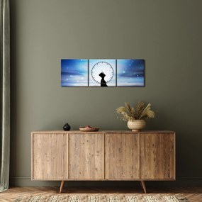 Tablou - Femaia meditând (cu ceas) (90x30 cm)