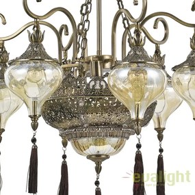 Candelabru LUX design clasic cu 6 brate, din alama finisaj antichizat, HAREM SP9 116006