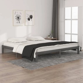 810387 vidaXL Cadru de pat, gri, 200x200 cm, lemn masiv de pin