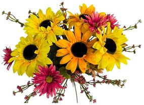 Buchet de floarea soarelui, gypsophila, cu douăfețe , h. 48 cm