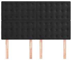 Tablii de pat, 4 buc, negru, 72x5x78 88 cm, catifea 4, Negru, 144 x 5 x 118 128 cm
