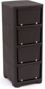 Dulap de baie maro închis înalt din plastic 33x79 cm Rattan – Curver