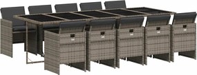 vidaXL Set mobilier de grădină cu perne, 11 piese, gri, poliratan