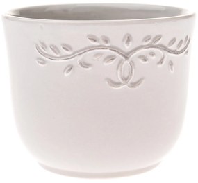 Husă ceramică pentru ghiveci Ramillete albă, 12 x10 cm