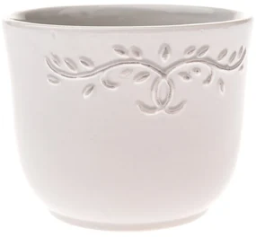 Husă ceramică pentru ghiveci Ramillete albă, 12 x10 cm
