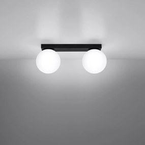 Plafonieră neagră cu abajur din sticlă ø 12 cm Umerta – Nice Lamps
