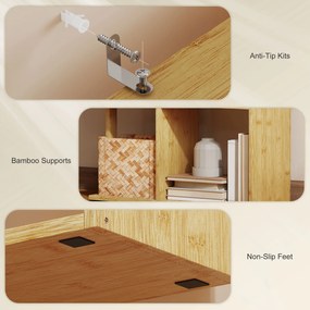 HOMCOM Librărie modernă și asimetrică cu 5 niveluri din bambus, 62.5 x 23 x 165 cm, lemn | Aosom Romania