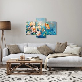 Tablou - Fluture și flori, pictură în ulei II. (90x60 cm)