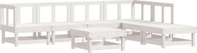 vidaXL Set mobilier de grădină, 7 piese, alb, lemn masiv de pin