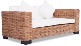 vidaXL Canapea de 2 locuri, ratan natural