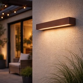 Lampă de perete industrială de exterior maro rugină 55 cm, inclusiv LED IP65 - Hannah