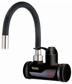 Resigilat: Robinet incalzire apa instant Oliver Voltz OV57100I, Montare pe perete, 3300W, 30-60°C, Furtun flexibil din silicon, IPX4, Negru