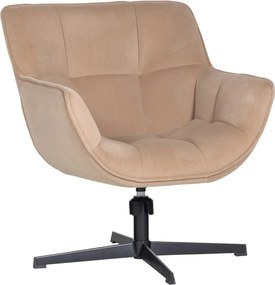 Fotoliu bej pivotant cu tapițerie din catifea Wibo – WOOOD