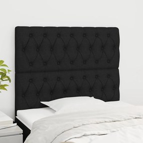 Tablii de pat, 2 buc, negru, 100x7x78 88 cm, textil 2, Negru, 100 x 7 x 118 128 cm