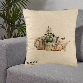 Perna Decorativa Colt Cozy de Craciun Boho, 40x40 cm, Bej, Husa Detasabila, Perna Inclusa, BEKZ®