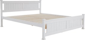 Pat cu lamele, lemn de pin/alb, 160x200, LUCAS NEW