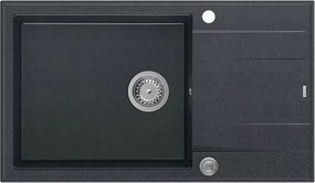Chiuveta compozit incastrata Quadron Unique Evan 136 XL negru - inox 86x50 cm