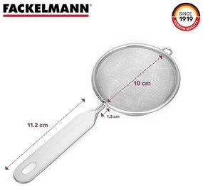 Strecuratoare Fackelmann 42332, 10 cm, Otel inoxidabil, Gaura pentru agatat, Argintiu