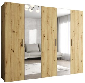Dulap de haine 250 cm Borry 2 (Stejar artisan + Argintiu). 1125834