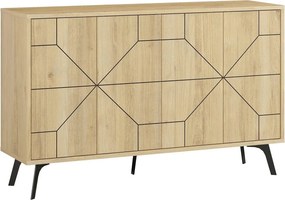 Comoda DUNE, stejar/negru, PAL melaminat, 123x35x77 cm