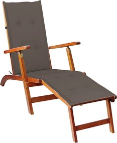 vidaXL Șezlong exterior, suport picioare și pernă, lemn masiv acacia