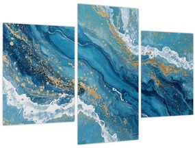 Tablou - Marmură bleu cu aur II. (90x60 cm)