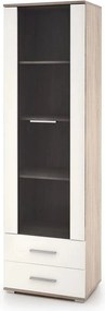 Vitrina LIMA, alb/stejar sonoma, PAL/sticla, 60x40x200 cm
