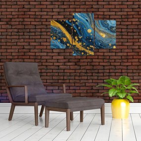 Tablou - Abstracție albastră cu aur (90x60 cm)