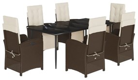 3212547 vidaXL Set mobilier de grădină cu perne, 7 piese, maro, poliratan