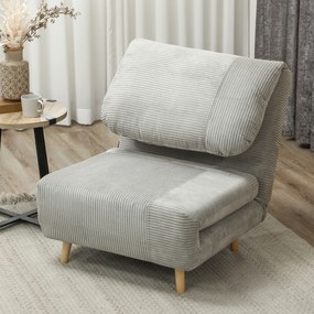 HOMCOM 2 în 1 Fotoliu extensibil Pat pentru oaspeți, cu suport reglabil Cord-Optik 82 cm x 89 cm x 83 cm Gri | Aosom Romania