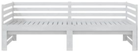 Pat extensibil de zi, alb, 2x(90x200) cm, lemn masiv de pin Alb