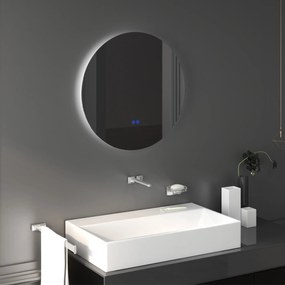 Kleankin Oglinda de Baie Rotunda cu Lumina LED in 3 Culori si intrerupatoare Touch, Ø70x3.5 cm, Transparent | Aosom Romania