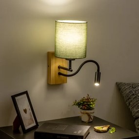 Lampă LED de perete Brilagi NUBILA WOOD 1xE27/25W/230V + LED/3W stejar/verde