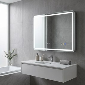 HOMCOM Oglindă de Baie LED cu Bluetooth, Iluminare Reglabilă și Funcție de Memorare, din Sticlă Securizată, 80 x 2.9 x 60 cm | Aosom Romania