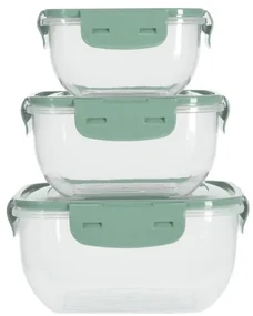 Set 3 caserole Alberta, plastic, turcoaz, 500, 900, 1500 ml