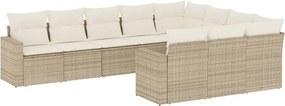 vidaXL Set canapele de grădină cu perne, 10 piese, bej, poliratan