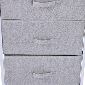 Homcom Mobila Container cu 4 Sertare din Lin Panou Sasiu in Otel Vopsea Praf Raft Superior in MDF Max:25 kg 45x30x92cm