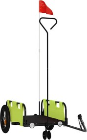 vidaXL Remorcă de bicicletă, verde, textil oxford și fier