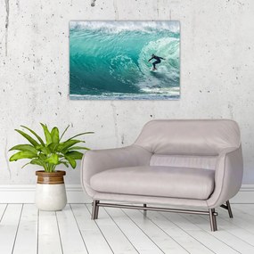 Tablou pe sticlă cu surferi (70x50 cm)