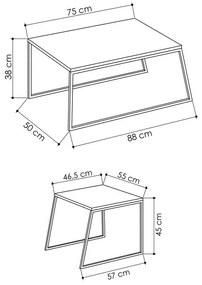 Set de măsuțe de cafea Orta Black and Anthracite, 2 buc.