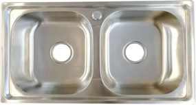 Chiuveta inox Inter Ceramic cu doua cuve fara picurator finisaj inox satinat 76x41 cm