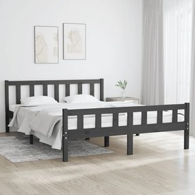 810681 vidaXL Cadru de pat, gri, 140x200 cm, lemn masiv de pin